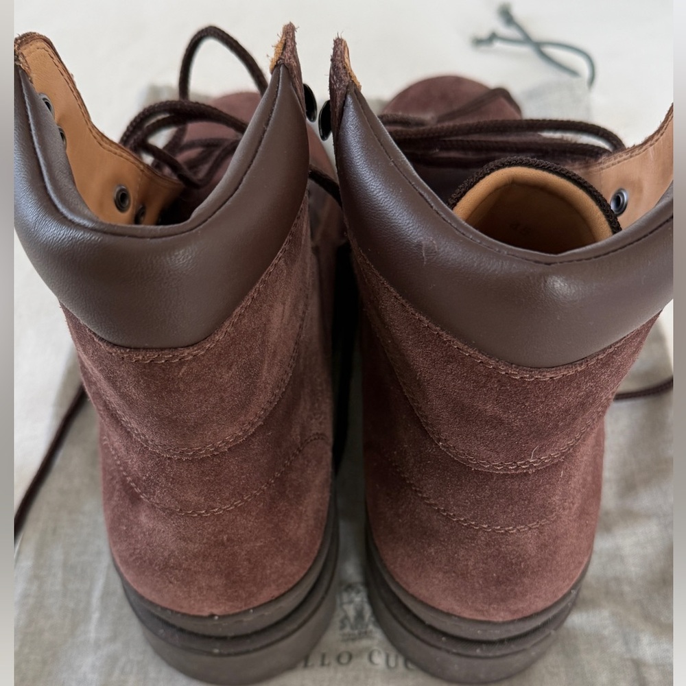 Brunello Cucinelli - Leather-Trimmed Suede Boots - Brown - EU 45 - Picture 7 of 10